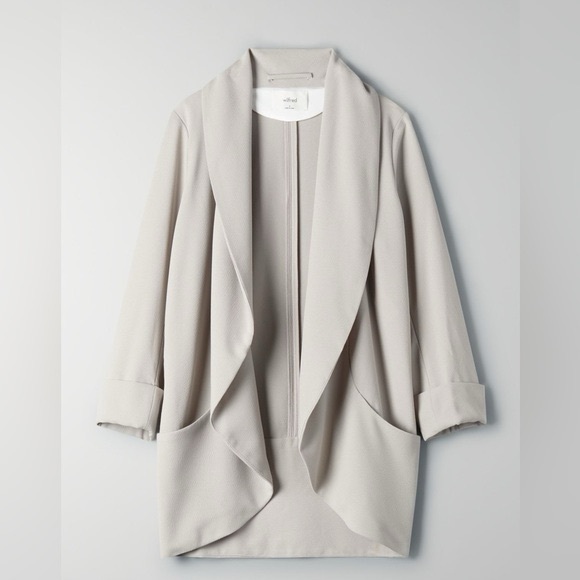 Wilfred Aritzia Crete Light Grey Gray Taupe Crepe Chevalier North Blazer Jacket - Picture 14 of 14